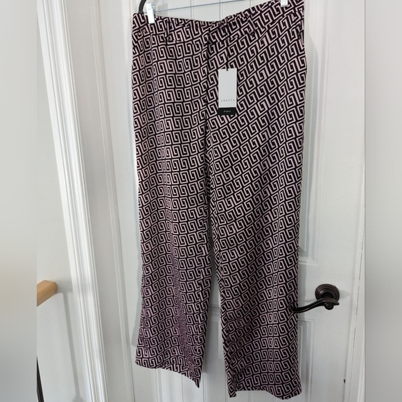 Pink wide leg pants by Costes Europe Women's XXL pink with black geo prints - Picture 3 of 13